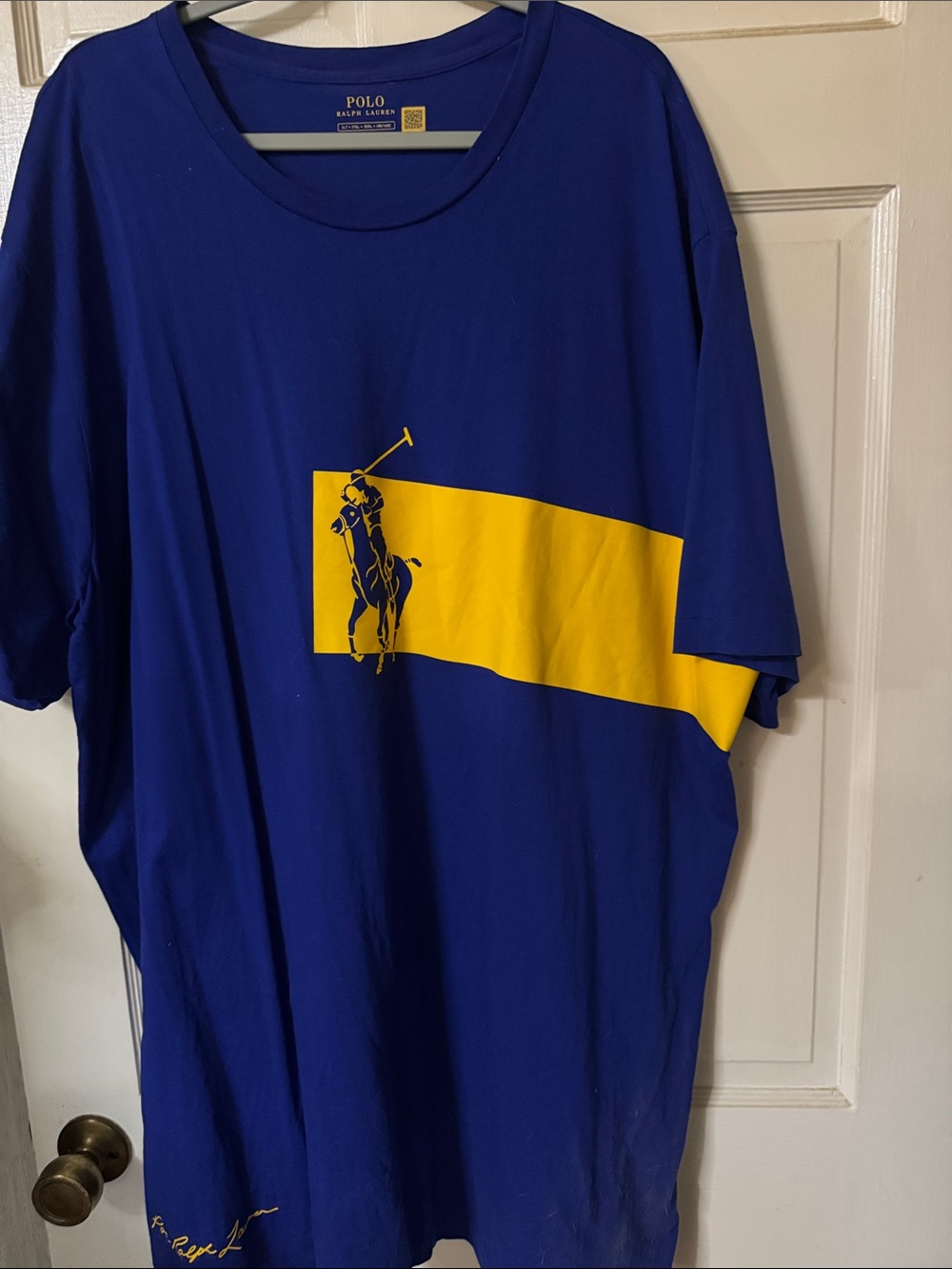 Polo by Ralph Lauren Blue Tee with Yellow Polo Graphic